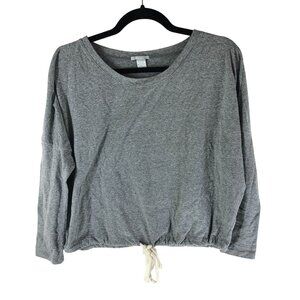 Eberjay Heather Gray Slouchy Tee Cinch Tie Waist Scoop Neck Drop Shoulder S